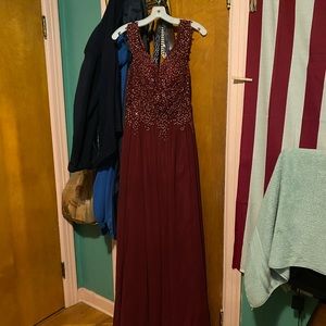 Maroon/Red David’s bridal prom dress